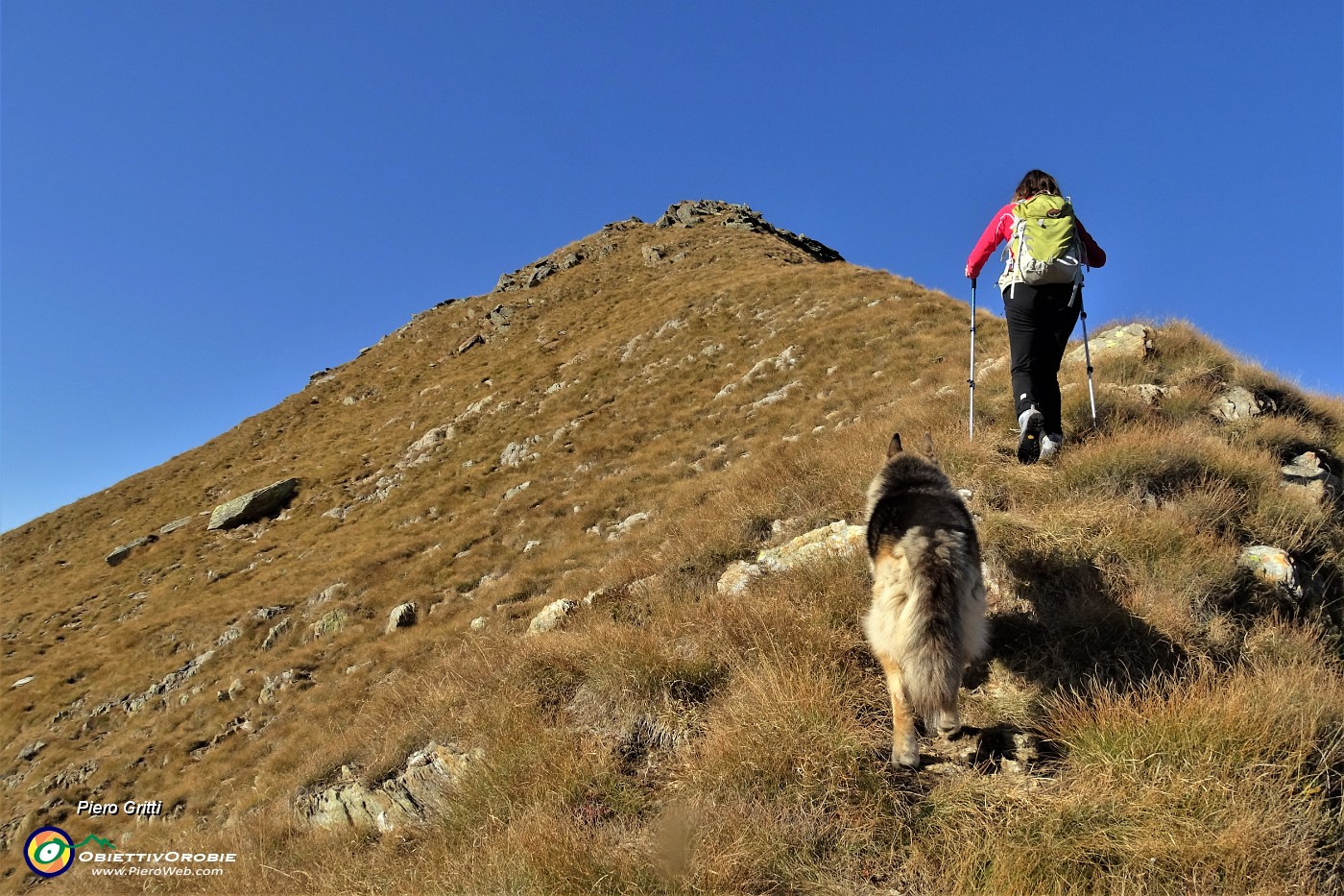 86 In ripida salita in cresta su traccia verso la cima del Pizzo delle Orobie.JPG